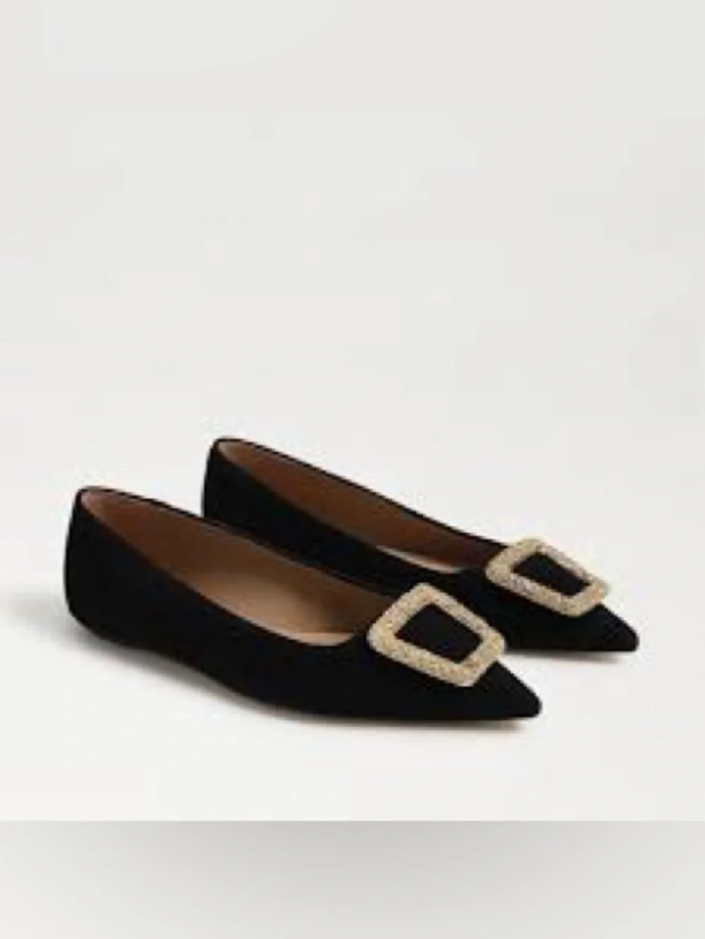 Sam Edelman Nico Ballerina Skimmer Pointed Toe Flats with Gold Buckle Size 6.5